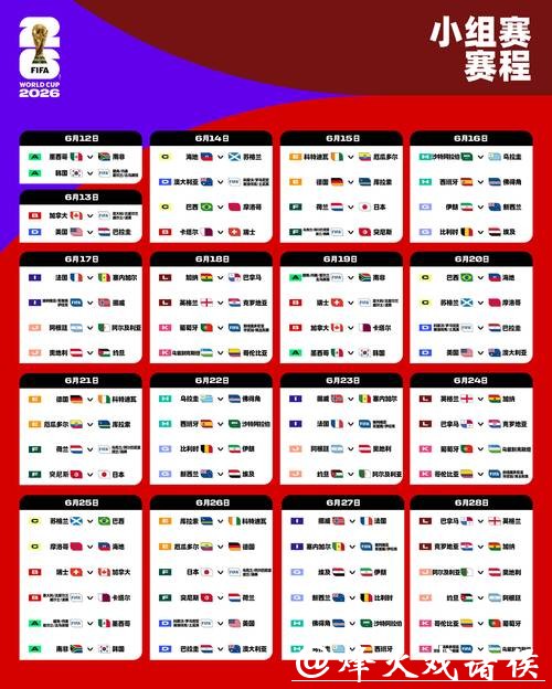 2026世界杯赛程安排及比赛时间一览 2026世界杯赛程安排及比赛时间一览